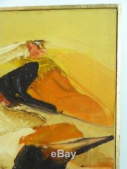 VINTAGE ABSTRACT EXPRESSIONIST OIL PAINTING Mid Century Modern Signed 1968