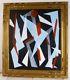 Vintage Abstract Geometric Modernist Oil Painting Mid Century Modern Ny Signed
