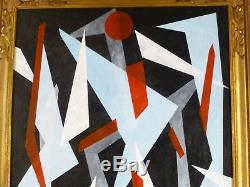 VINTAGE ABSTRACT GEOMETRIC MODERNIST OIL PAINTING Mid Century Modern NY Signed