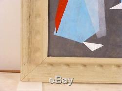 VINTAGE ABSTRACT MODERNIST GEOMETRIC OIL PAINTING Mid Century Modern NY Signed
