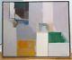 Vintage Abstract Modernist Hard Edge Oil Painting Mid Century Modern Signed 1973