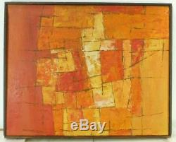 VINTAGE ABSTRACT MODERNIST OIL PAINTING Mid Century Modern Signed 1967