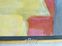 VINTAGE ABSTRACT MODERNIST OIL PAINTING Mid Century Signed Listed NY Artist