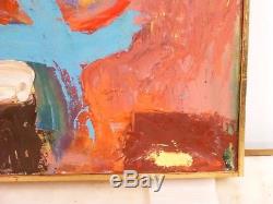 VINTAGE ABSTRACT NEO EXPRESSIONIST OIL PAINTING Mid Century Modern Signed