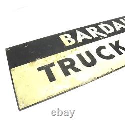 VINTAGE BARDAHL TRUCK STOP GAS OIL SIGN PAINTED With REFLECTIVES HEAVY 30x9 NOS