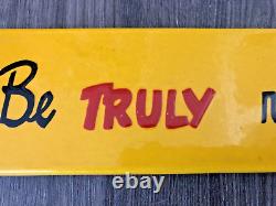 VINTAGE Be TRULY Refreshed PEPSI-COLA GAS OIL SODA POP OVERHEAD PORCELAIN SIGN