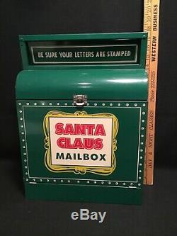 VINTAGE CHRISTMAS Santa Claus Mail Box Indiana Advertising Metal Corp Gas Oil