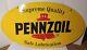 Vintage Double Sided Painted Enamel Pennzoil Oval Sign 31 X 18 Gas Oil Scioto