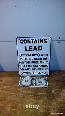 VINTAGE GAS PUMP PORCELAIN SIGN CONTAINS LEAD GAS OIL STATION Lot Of 2