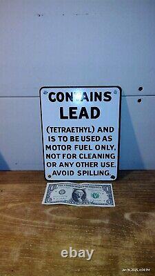 VINTAGE GAS PUMP PORCELAIN SIGN CONTAINS LEAD GAS OIL STATION Lot Of 2