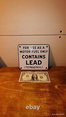 VINTAGE GAS PUMP PORCELAIN SIGN CONTAINS LEAD GAS OIL STATION Lot Of 2
