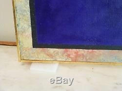 VINTAGE GEOMETRIC ABSTRACT MODERNIST OIL PAINTING Mid Century Modern Signed