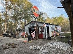 VINTAGE Gulf Gas Station sign, double sided, With Original Pole