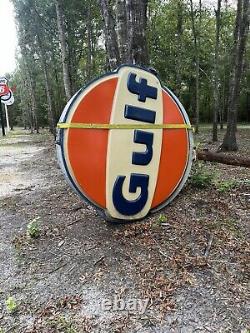 VINTAGE Gulf Gas Station sign, double sided, With Original Pole