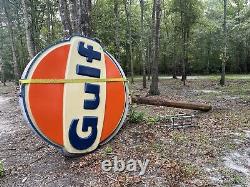 VINTAGE Gulf Gas Station sign, double sided, With Original Pole