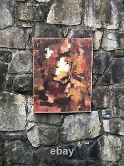 VINTAGE Modern Art ABSTRACT EXPRESSIONIST Oil on Canvas PAINTING mcm 1950s-1960s