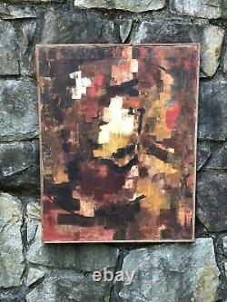 VINTAGE Modern Art ABSTRACT EXPRESSIONIST Oil on Canvas PAINTING mcm 1950s-1960s