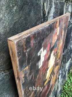 VINTAGE Modern Art ABSTRACT EXPRESSIONIST Oil on Canvas PAINTING mcm 1950s-1960s