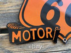 VINTAGE PHILLIPS 66 MOTOR OIL 12x10 HIGHWAY PORCELAIN GAS OIL SODA POP AD SIGN