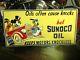 Vintage Porcelain Sunoco Oil Keeps Motors Knockless Mickey Donald Pluto Disney