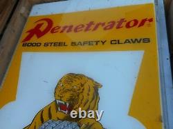 VINTAGE RARE NOS PENETRATOR TIGER CLAW Lighted GAS OIL STATION SIGN IN CRATE