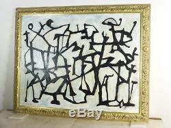 VINTAGE SCULPTURAL ABSTRACT MODERNIST OIL PAINTING MID CENTURY ORIGINAL Signed