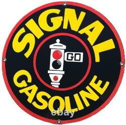 VINTAGE SIGNAL GASOLINE PORCELAIN SIGN Gas Station Motor Oil Pump Plate
