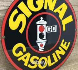 VINTAGE SIGNAL GASOLINE PORCELAIN SIGN Gas Station Motor Oil Pump Plate