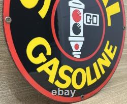 VINTAGE SIGNAL GASOLINE PORCELAIN SIGN Gas Station Motor Oil Pump Plate