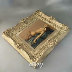 VINTAGE SIGNED FREDERICK THOMPSON NUDE WOMEN LADY OIL PAINTING w WOOD CHIC FRAME