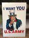 Vintage Uncle Sam I Want You Us Army Sign 37 X 25 Porcelain Metal Gas Oil