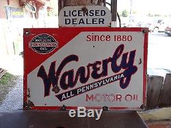 VINTAGE WAVERLY pennsylvania MOTOR OIL PORCELAIN SIGN