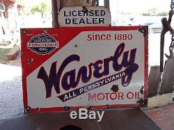 VINTAGE WAVERLY pennsylvania MOTOR OIL PORCELAIN SIGN