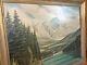 Vtg 1954 Mid Century Mountain Scene Oil Painting Canvas Hand Painted Signed