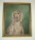 Vtg 1968 Mary Clars Brumley Weimaraner Dog Oil Painting On Canvas Original Frame