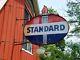 Vtg Standard Service Station Gas Oil Double Sided Porcelain Sign With Flame Topper