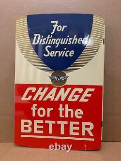 Veedol Oil Flange Sign Vintage Original Flying A NOS Double Sided Gas Metal