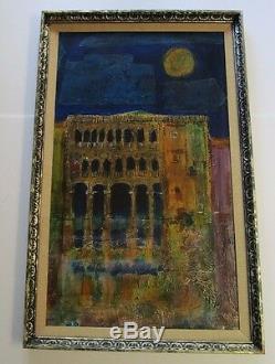 Vertes Signed Large Painting Vintage Abstract Expressionism City Night Modern