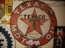 Very Old Original Authentic Texaco Porcelain Sign 42 Vintage Gasoline Motor Oil