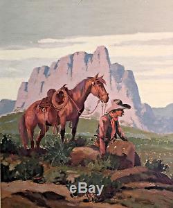 Very Rare Till Goodan Original Signed Vintage Oil Painting Of Cowboy & Horse