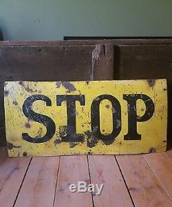 Very old porcelain vintage railroad crossing stop sign gas oil garage RARE