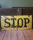 Very Old Porcelain Vintage Railroad Crossing Stop Sign Gas Oil Garage Rare