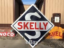 VinTagE ORIGINAL SKELLY GAS Station Pole Sign OIL 7' PORCELAIN DSP Display OLD