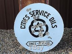 VinTage PORCELAIN CITIES SERVICE Station Sign GAS OIL Display 36 OLD Station