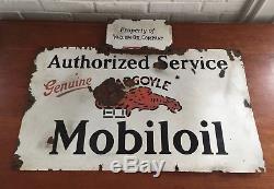 VintageMobiloil Authorized Service Gargoyle Porcelain SignOriginalMobil oil