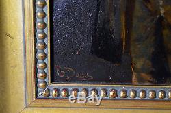 Vintage 11 Oil Painting Shoeshine Boy with Backpack Kit Signed DAVIS Artwork