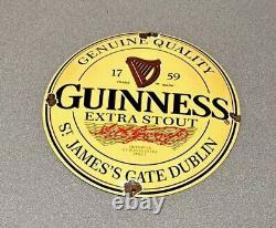 Vintage 12 Domed Guinness Beer Alcohol Porcelain Sign Car Gas Oil Truck