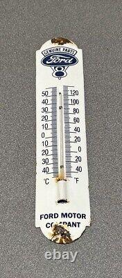 Vintage 12 Ford V8 Porcelain Thermometer Sign Car Gas Oil Truck
