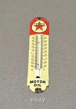 Vintage 12 Texaco Porcelain Thermometer Sign Car Gas Oil Truck