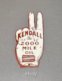Vintage 15 Kendall Motor Oil Hand Store Badge Porcelain Sign Car Gas Oil Truck